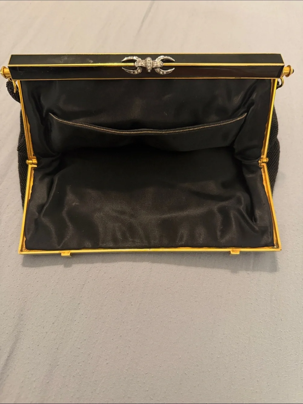 Classic Black Evening Handbag with Gold Frame